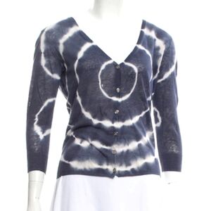Tory Burch Tie-Dye Print Lightweight cardigan in Navy/White Combo Size XS